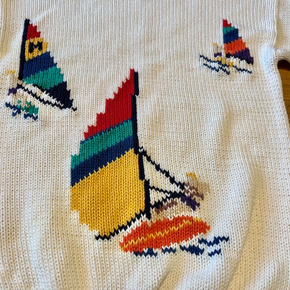 80s Vintage POLO RALPH LAUREN Sweater Sailboat Windsurfer Nautical Womens Sm 16 - Picture 11 of 12